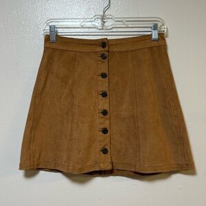 Brown Faux Suede Skirt